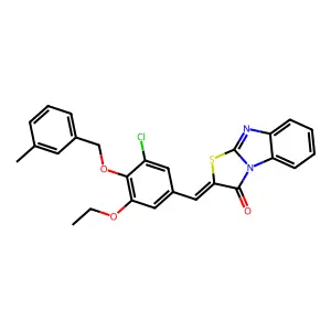 (2Z)-2-[[3-chloro-5-ethoxy-4-[(3-methylphenyl)methoxy]phenyl]methylidene]-[1,3]thiazolo[3,2-a]benzimidazol-1-one structure
