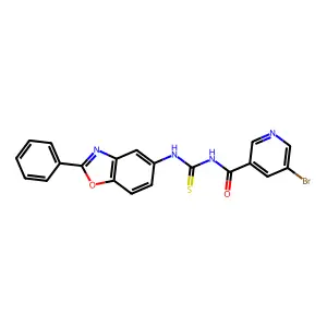 5-bromo-N-[(2-phenyl-1,3-benzoxazol-5-yl)carbamothioyl]pyridine-3-carboxamide structure
