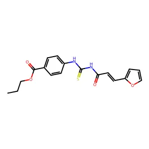 propyl 4-({[(2E)-3-(furan-2-yl)prop-2-enoyl]carbamothioyl}amino)benzoate structure