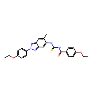 4-ethoxy-N-[[2-(4-ethoxyphenyl)-6-methylbenzotriazol-5-yl]carbamothioyl]benzamide structure