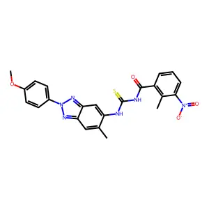 N-[[2-(4-methoxyphenyl)-6-methylbenzotriazol-5-yl]carbamothioyl]-2-methyl-3-nitrobenzamide structure