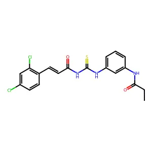(2E)-3-(2,4-dichlorophenyl)-N-{[3-(propanoylamino)phenyl]carbamothioyl}prop-2-enamide structure