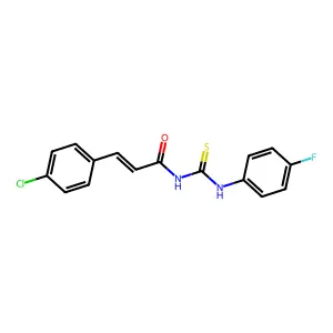 (E)-3-(4-chlorophenyl)-N-[(4-fluorophenyl)carbamothioyl]prop-2-enamide structure