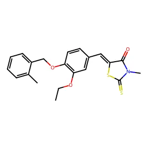(5E)-5-[[3-ethoxy-4-[(2-methylphenyl)methoxy]phenyl]methylidene]-3-methyl-2-sulfanylidene-1,3-thiazolidin-4-one structure