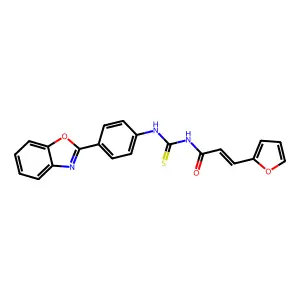 (2E)-N-{[4-(1,3-benzoxazol-2-yl)phenyl]carbamothioyl}-3-(furan-2-yl)prop-2-enamide structure