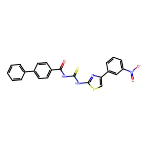 N-[[4-(3-nitrophenyl)-1,3-thiazol-2-yl]carbamothioyl]-4-phenylbenzamide structure