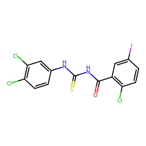 2-chloro-N-[(3,4-dichlorophenyl)carbamothioyl]-5-iodobenzamide structure