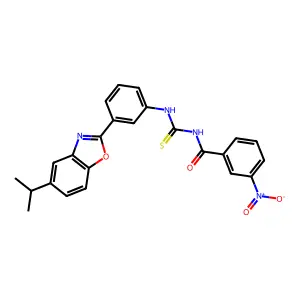 3-nitro-N-[[3-(5-propan-2-yl-1,3-benzoxazol-2-yl)phenyl]carbamothioyl]benzamide structure