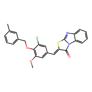 (2Z)-2-[[3-chloro-5-methoxy-4-[(3-methylphenyl)methoxy]phenyl]methylidene]-[1,3]thiazolo[3,2-a]benzimidazol-1-one structure