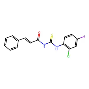 (E)-N-[(2-chloro-4-iodophenyl)carbamothioyl]-3-phenylprop-2-enamide structure