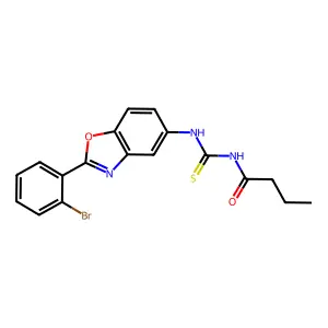 N-[[2-(2-bromophenyl)-1,3-benzoxazol-5-yl]carbamothioyl]butanamide structure