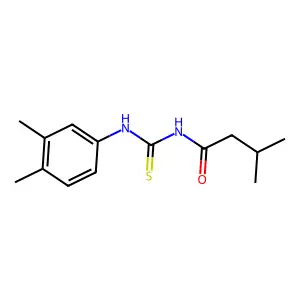 N-[(3,4-dimethylphenyl)carbamothioyl]-3-methylbutanamide structure