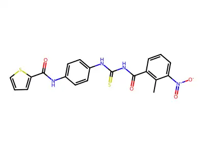N-[4-[(2-methyl-3-nitrobenzoyl)carbamothioylamino]phenyl]thiophene-2-carboxamide structure