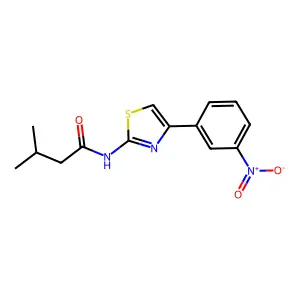 3-methyl-N-[4-(3-nitrophenyl)-1,3-thiazol-2-yl]butanamide structure