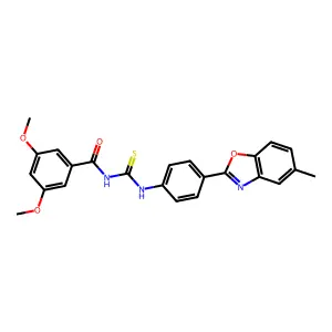 3,5-dimethoxy-N-[[4-(5-methyl-1,3-benzoxazol-2-yl)phenyl]carbamothioyl]benzamide structure
