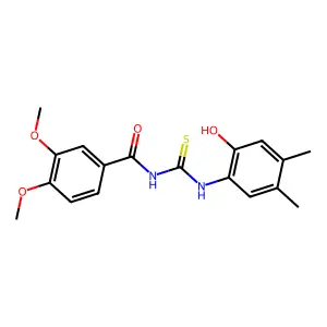 N-[(2-hydroxy-4,5-dimethylphenyl)carbamothioyl]-3,4-dimethoxybenzamide structure