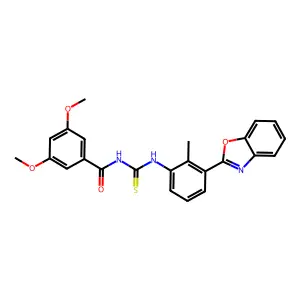 N-[[3-(1,3-benzoxazol-2-yl)-2-methylphenyl]carbamothioyl]-3,5-dimethoxybenzamide structure