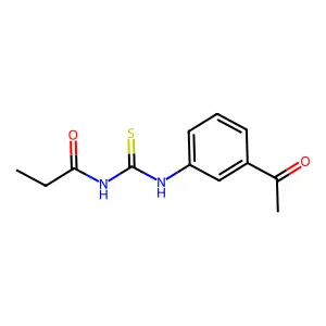 N-[(3-acetylphenyl)carbamothioyl]propanamide structure