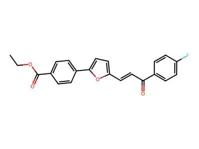ethyl 4-{5-[(1E)-3-(4-fluorophenyl)-3-oxoprop-1-enyl]-2-furyl}benzoate structure
