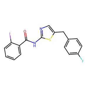 N-[5-(4-fluorobenzyl)-1,3-thiazol-2-yl]-2-iodobenzamide structure