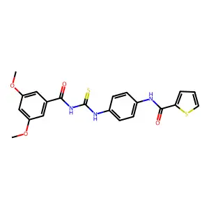 N-[4-[(3,5-dimethoxybenzoyl)carbamothioylamino]phenyl]thiophene-2-carboxamide structure