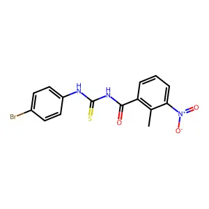 N-[(4-bromophenyl)carbamothioyl]-2-methyl-3-nitrobenzamide structure