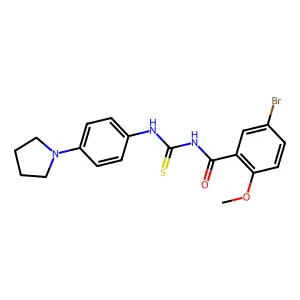 5-bromo-2-methoxy-N-[(4-pyrrolidin-1-ylphenyl)carbamothioyl]benzamide structure
