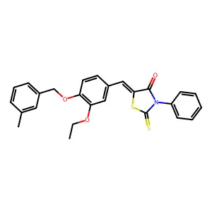 (5E)-5-[[3-ethoxy-4-[(3-methylphenyl)methoxy]phenyl]methylidene]-3-phenyl-2-sulfanylidene-1,3-thiazolidin-4-one structure