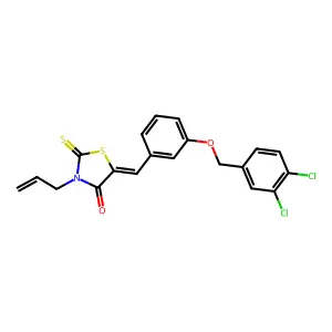 (5E)-5-[[3-[(3,4-dichlorophenyl)methoxy]phenyl]methylidene]-3-prop-2-enyl-2-sulfanylidene-1,3-thiazolidin-4-one structure