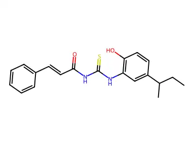 (E)-N-[(5-butan-2-yl-2-hydroxyphenyl)carbamothioyl]-3-phenylprop-2-enamide structure