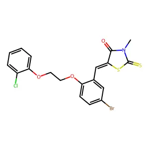 (5Z)-5-[[5-bromo-2-[2-(2-chlorophenoxy)ethoxy]phenyl]methylidene]-3-methyl-2-sulfanylidene-1,3-thiazolidin-4-one structure
