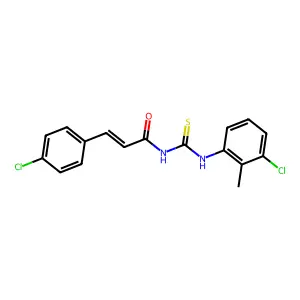 (E)-N-[(3-chloro-2-methylphenyl)carbamothioyl]-3-(4-chlorophenyl)prop-2-enamide structure