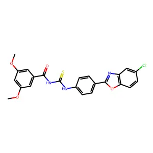 N-[[4-(5-chloro-1,3-benzoxazol-2-yl)phenyl]carbamothioyl]-3,5-dimethoxybenzamide structure
