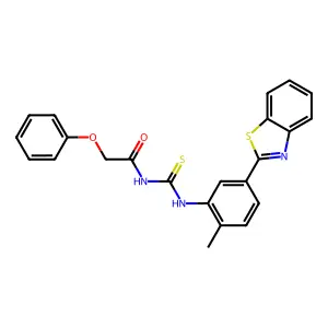 N-[[5-(1,3-benzothiazol-2-yl)-2-methylphenyl]carbamothioyl]-2-phenoxyacetamide structure