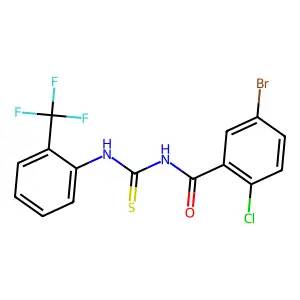 5-bromo-2-chloro-N-[[2-(trifluoromethyl)phenyl]carbamothioyl]benzamide structure