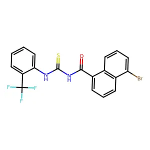 5-bromo-N-[[2-(trifluoromethyl)phenyl]carbamothioyl]naphthalene-1-carboxamide structure