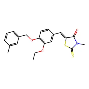 (5E)-5-[[3-ethoxy-4-[(3-methylphenyl)methoxy]phenyl]methylidene]-3-methyl-2-sulfanylidene-1,3-thiazolidin-4-one structure