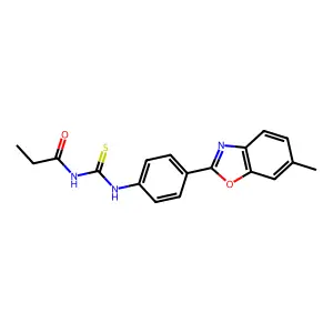 N-[[4-(6-methyl-1,3-benzoxazol-2-yl)phenyl]carbamothioyl]propanamide structure