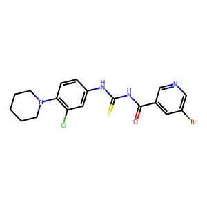 5-bromo-N-[(3-chloro-4-piperidin-1-ylphenyl)carbamothioyl]pyridine-3-carboxamide structure