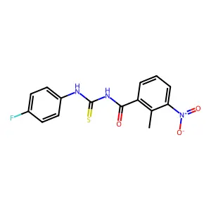 N-[(4-fluorophenyl)carbamothioyl]-2-methyl-3-nitrobenzamide structure
