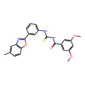 3,5-dimethoxy-N-[[3-(5-methyl-1,3-benzoxazol-2-yl)phenyl]carbamothioyl]benzamide structure