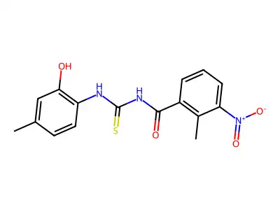 N-[(2-hydroxy-4-methylphenyl)carbamothioyl]-2-methyl-3-nitrobenzamide structure