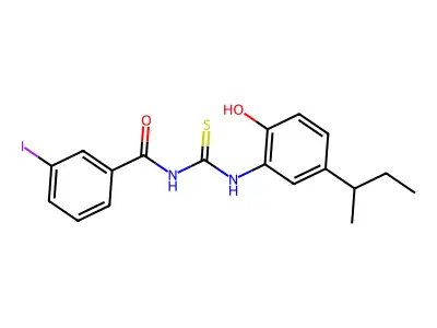 N-[(5-butan-2-yl-2-hydroxyphenyl)carbamothioyl]-3-iodobenzamide structure