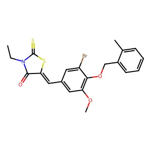 (5E)-5-[[3-bromo-5-methoxy-4-[(2-methylphenyl)methoxy]phenyl]methylidene]-3-ethyl-2-sulfanylidene-1,3-thiazolidin-4-one structure