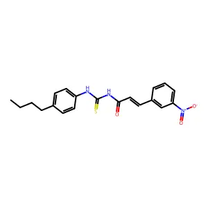 (E)-N-[(4-butylphenyl)carbamothioyl]-3-(3-nitrophenyl)prop-2-enamide structure