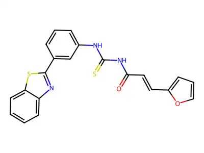 N-({[3-(1,3-benzothiazol-2-yl)phenyl]amino}carbonothioyl)-3-(2-furyl)acrylamide structure