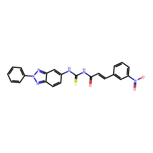 (E)-3-(3-nitrophenyl)-N-[(2-phenylbenzotriazol-5-yl)carbamothioyl]prop-2-enamide structure