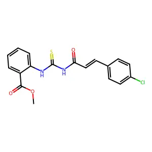 methyl 2-({[(2E)-3-(4-chlorophenyl)prop-2-enoyl]carbamothioyl}amino)benzoate structure
