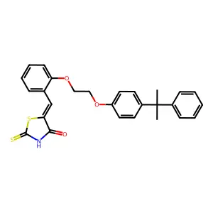 (5Z)-5-(2-{2-[4-(2-phenylpropan-2-yl)phenoxy]ethoxy}benzylidene)-2-thioxo-1,3-thiazolidin-4-one structure