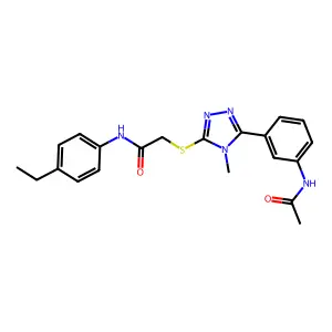 2-({5-[3-(acetylamino)phenyl]-4-methyl-4H-1,2,4-triazol-3-yl}sulfanyl)-N-(4-ethylphenyl)acetamide structure